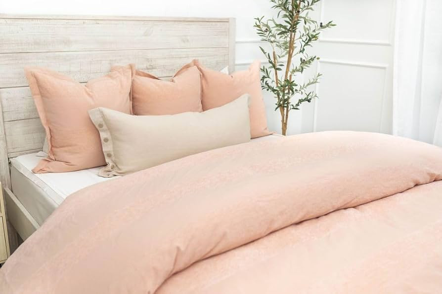 Beddy's Gracie Zipper Duvet Cover - Full Size, Pink Cotton 1-Piece Comforter Cover with Easy Zip ... | Amazon (US)