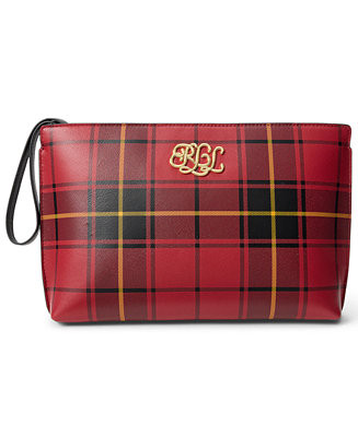 Boxed Plaid Nappa Leather Large Pouch | Macy's