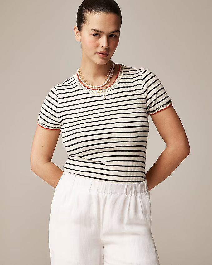 Vintage rib shrunken T-shirt with contrast stitch in stripe | J. Crew US