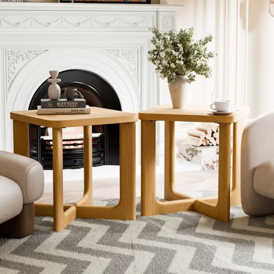 Spassway Sets of 2 Square End Tables Side Table with Criss Cross Table Legs Wood Sofa Table Narrow Nightstand for Small Spaces Living Room Bedroom | Target