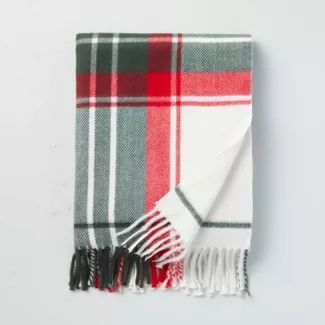 Holiday Plaid Fringe Throw Blanket Red/Green - Hearth & Hand™ with Magnolia | Target