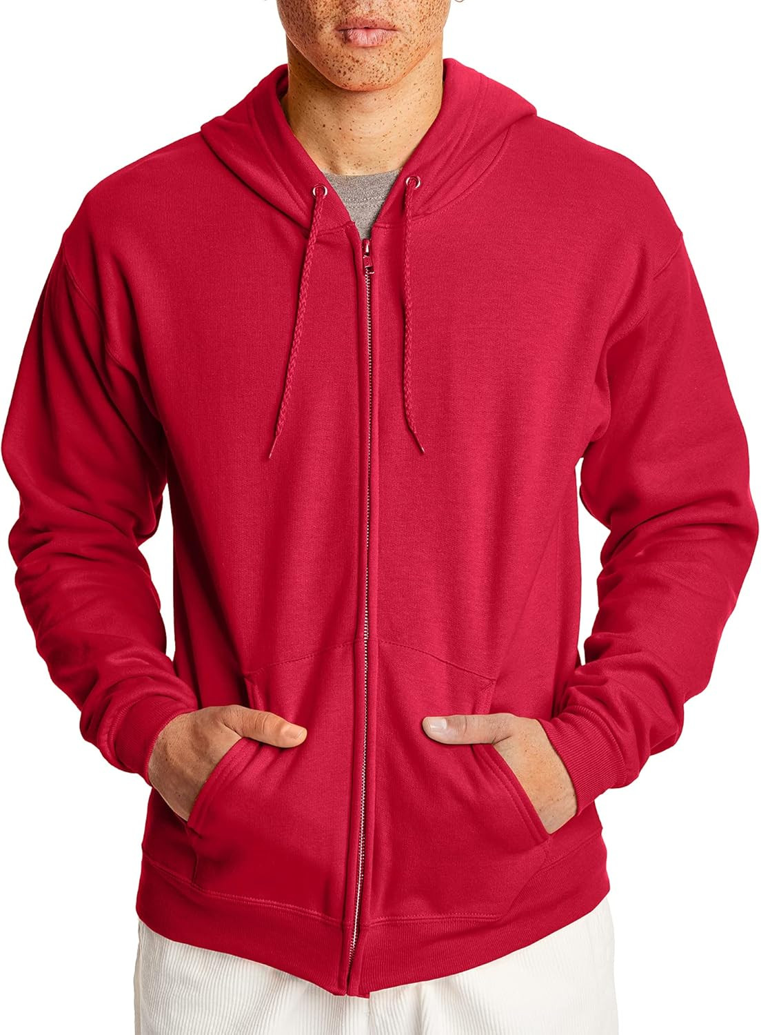 Hanes Men's Hoodie, EcoSmart Fleece Zip-Front Hooded Sweatshirt, Cotton-Blend Fleece Hooded Sweat... | Amazon (US)