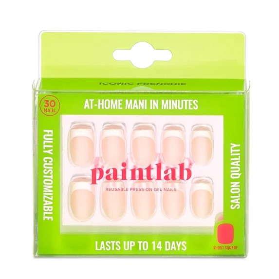 PaintLab Short Square Press On False Nails, Iconic Frenchie, White French Tip, 30 Count | Walmart (US)