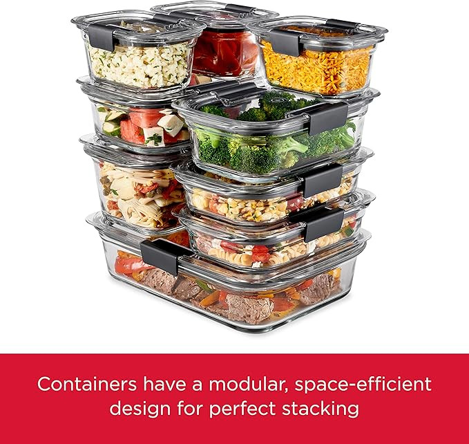 Rubbermaid Brilliance Glass Storage 4.7-Cup Food Containers with Lids, Set of 3, Clear | Amazon (US)