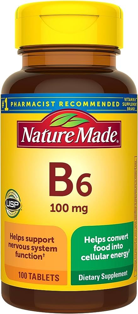 Nature Made Vitamin B6 100 mg, Dietary Supplement for Energy Metabolism Support, 100 Tablets, 100... | Amazon (US)