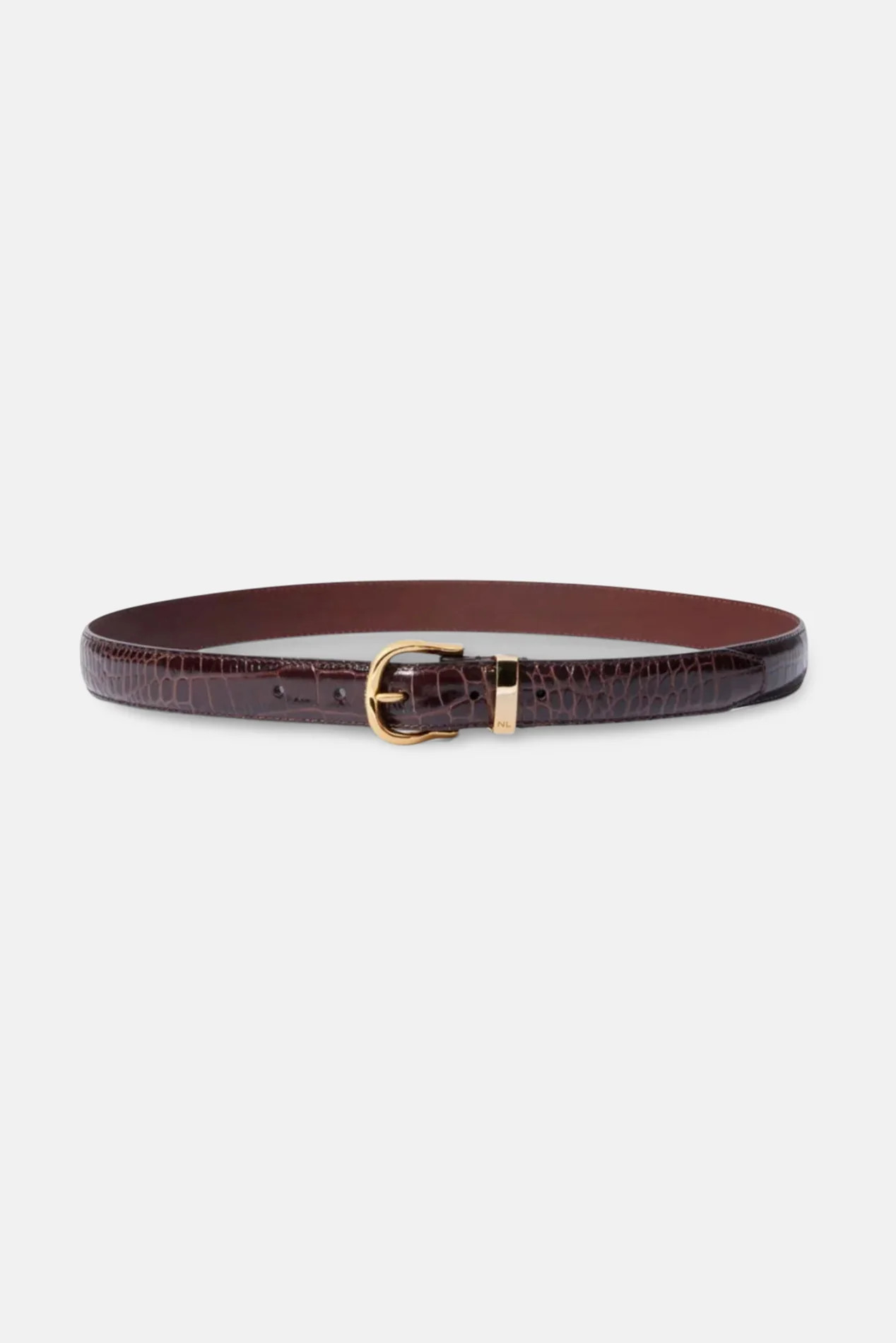 Louise Belt Dark Brown w/ Shiny Brass Buckle | Blue & Cream