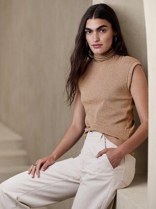 Ribbed Mock-Neck T-Shirt | Banana Republic Factory