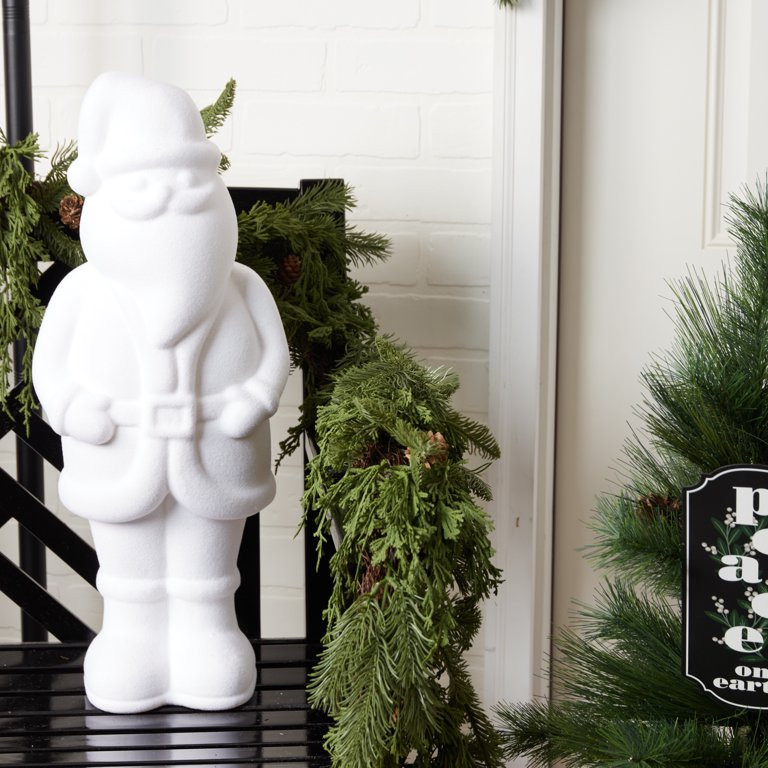 White Flocked Santa Christmas Decoration, Foam, 23", by Holiday Time | Walmart (US)