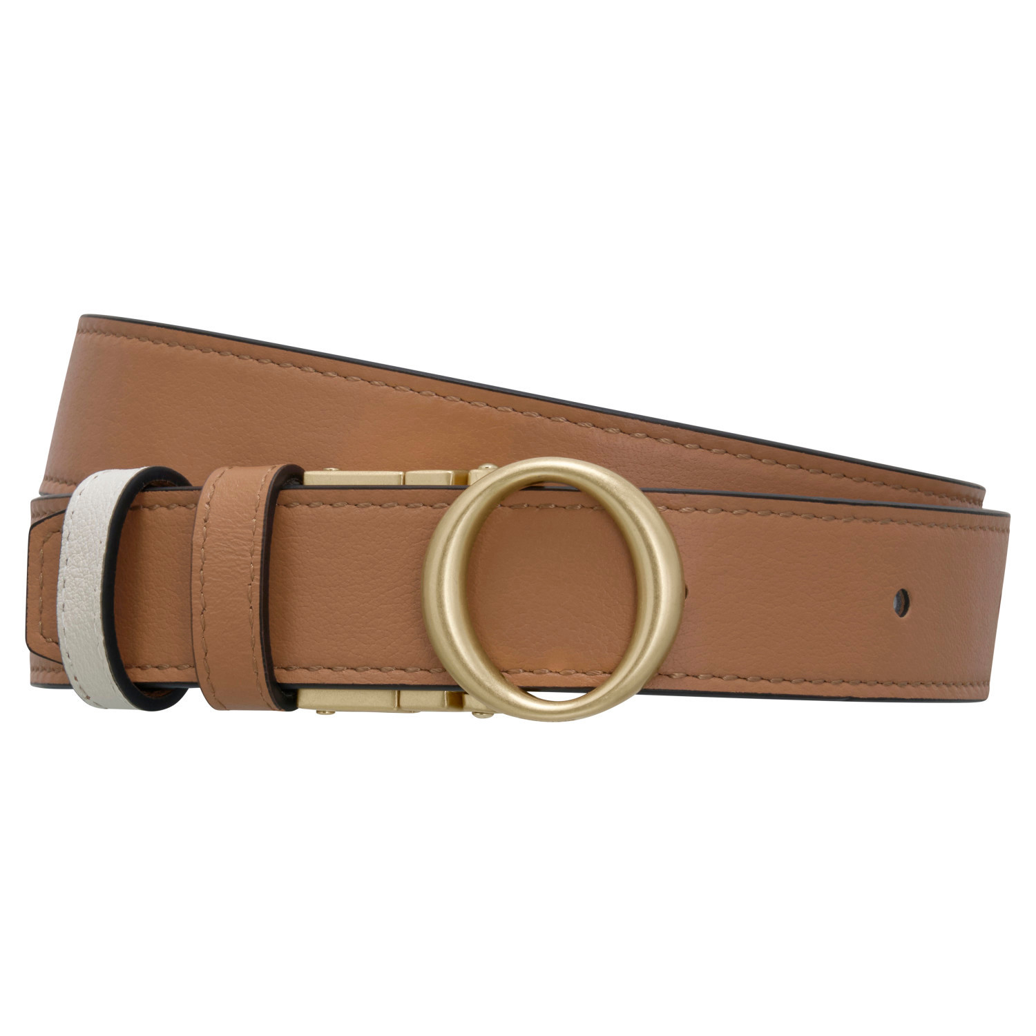 Ali Reversible Belt Brass-Tan/Cream | Oroton