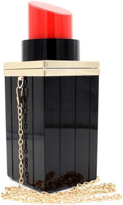 Shiratori Women Acrylic Black Lipstick Shape Evening Bags Purses Clutch | Amazon (US)