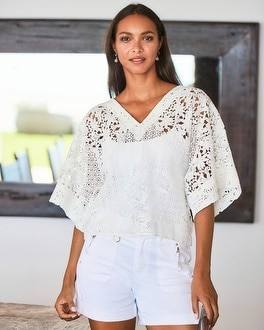V-Neck Lace Kimono | White House Black Market