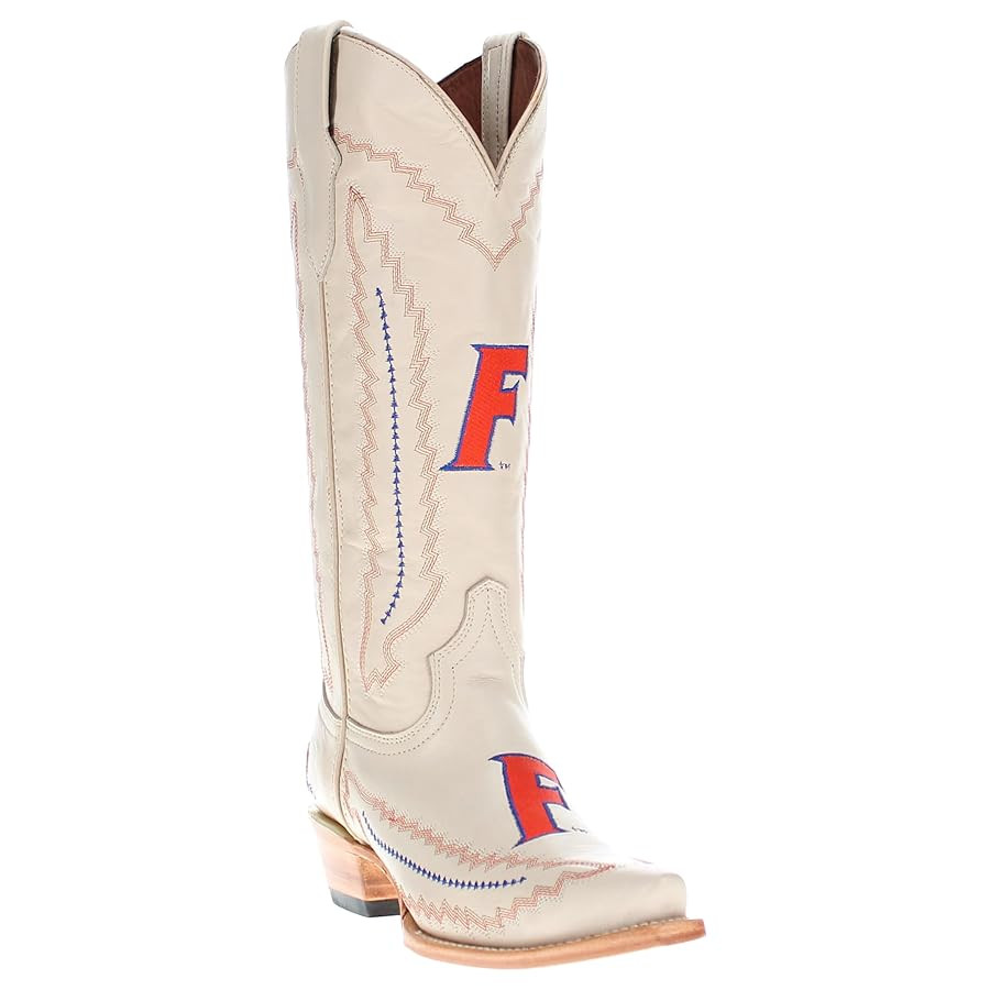 Vaccari Women's Naomi Genuine Leather NCAA League Embroidery Snip Toe Cowgirl Boots | Amazon (US)