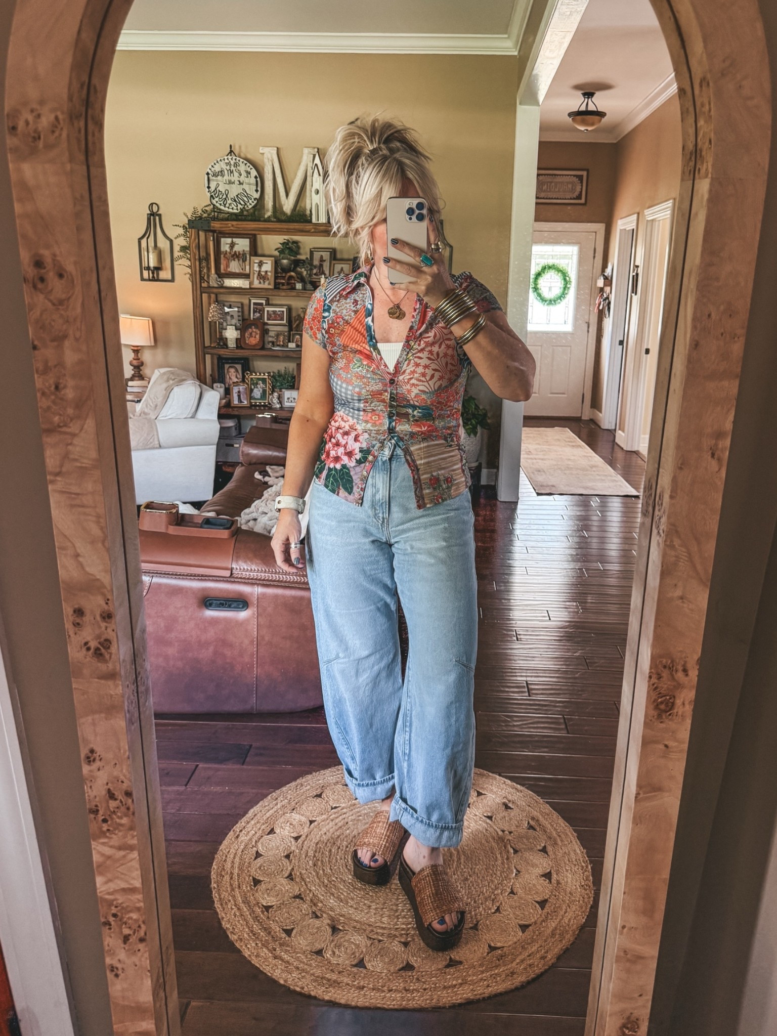Natural Life top! It’s so cute….I’m wearing a bandeau top underneath. Size m in top and sized up one in jeans.

#LTKootd #LTKgrwm #LTKOver40