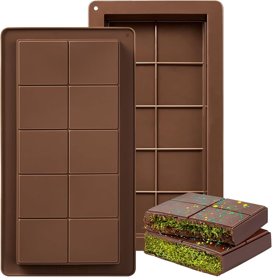 Dubai Chocolate Mold 2 Pack,1 Inch Deep Large and Thick Silicone Chocolate Bar Molds for Stuffed ... | Amazon (US)