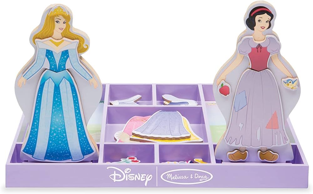 Melissa & Doug Disney Sleeping Beauty and Snow White Magnetic Dress-Up Wooden Doll Pretend Play S... | Amazon (US)