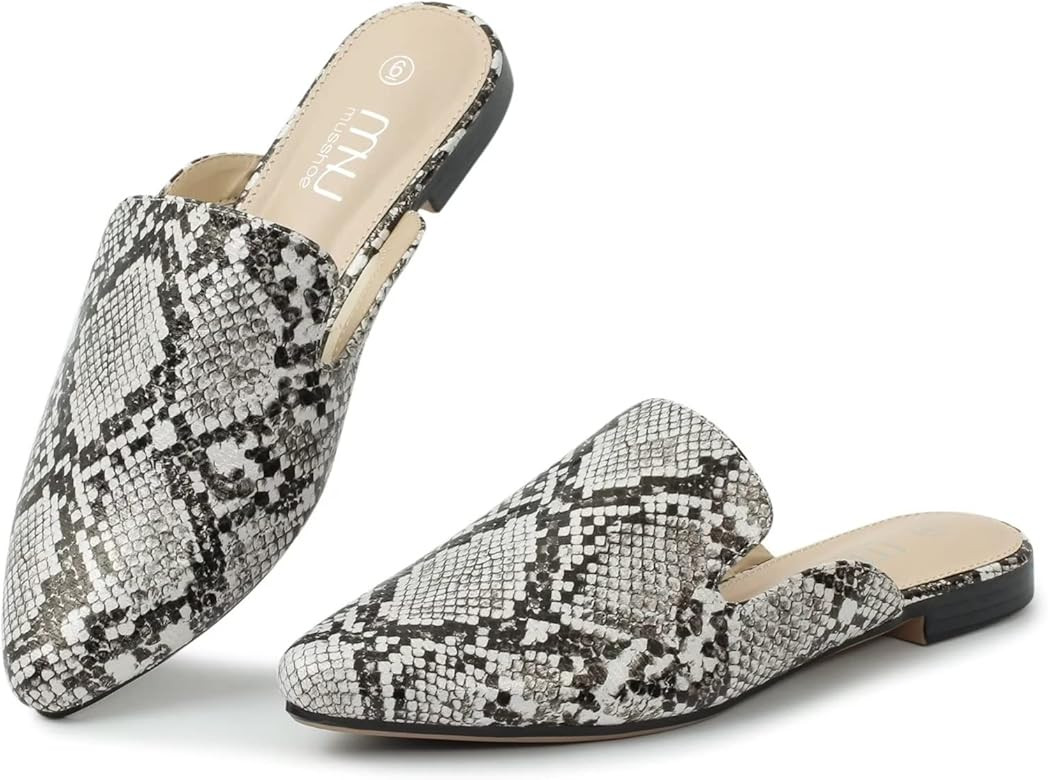 MUSSHOE Mules for Women Flats Comfortable Pointed Toe Women Mules | Amazon (US)