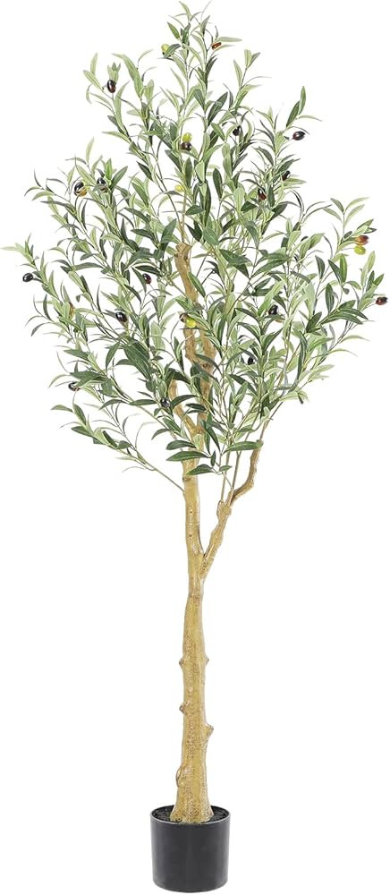 Nafresh Tall Faux Olive Tree，5Ft(60in) Realistic Texture Potted Silk Artificial Olive Tree， F... | Amazon (US)