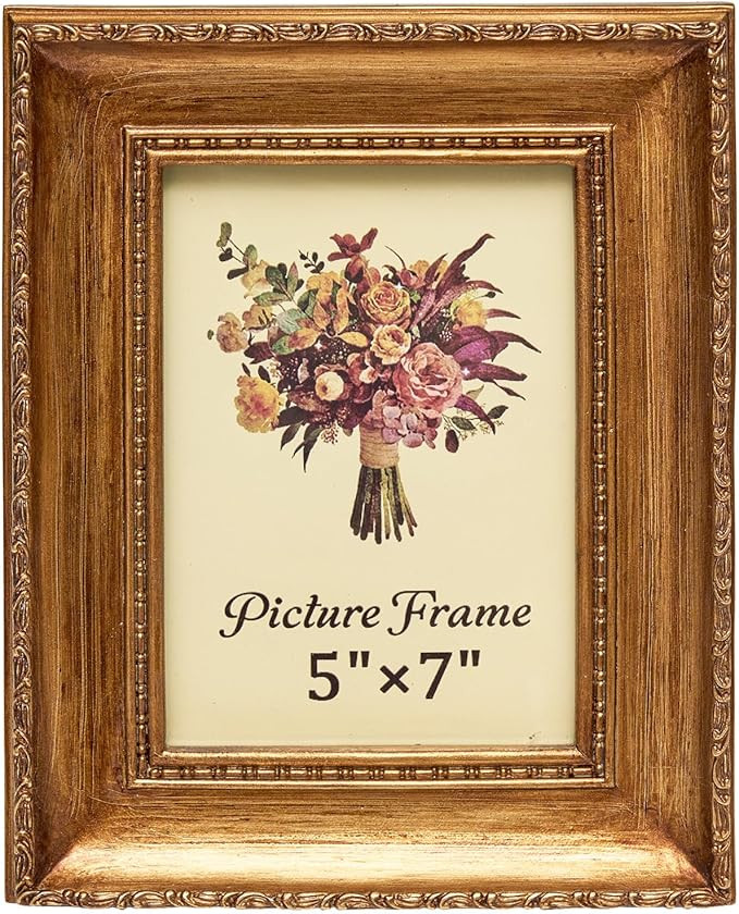 Vintage Picture Frame 5x7 Inch, Antique Ornate Photo Frames with Glass Front, Brushed Design, Tab... | Amazon (US)