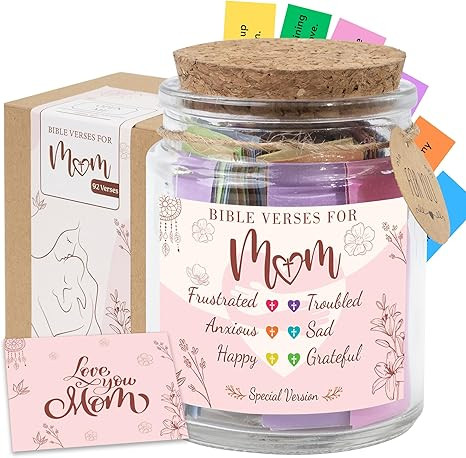 Bible Verse Jar for Mom – 92 Color-Coded Bible Verse, Birthday Gifts for Mom, Mothers Day Gifts... | Amazon (US)
