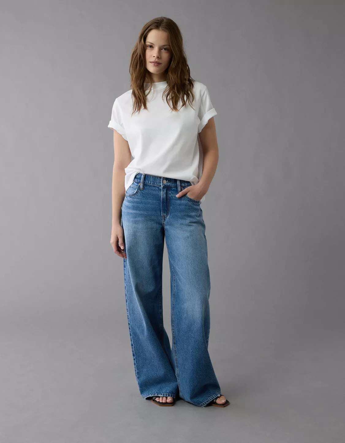 AE Dreamy Drape Strigid Low-Rise Ultra Wide-Leg Jean | American Eagle Outfitters (US & CA)