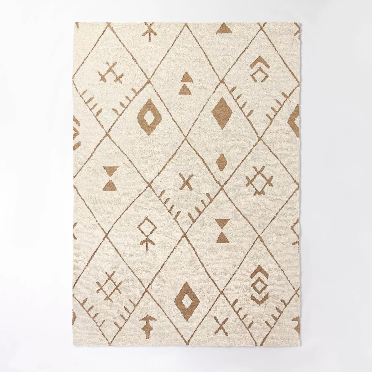 Claybourne Geometric Shag Diamond Wool/Jute Area Rug Ivory - Threshold™ designed with Studio Mc... | Target