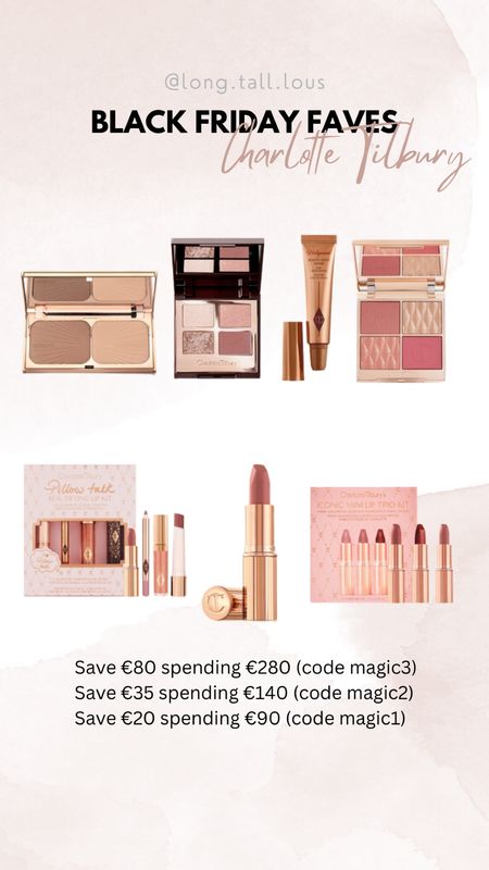 Black Friday has arrived at Charlotte Tilbury! This is the time to get the palette on your wishlist, buy a gift or get that best selling lip color. 

Pillow talk, make up kit, highlighter, lipstick, gift ideas, Black Friday, concealer  

#LTKbeauty #LTKGiftGuide #LTKCyberweek
