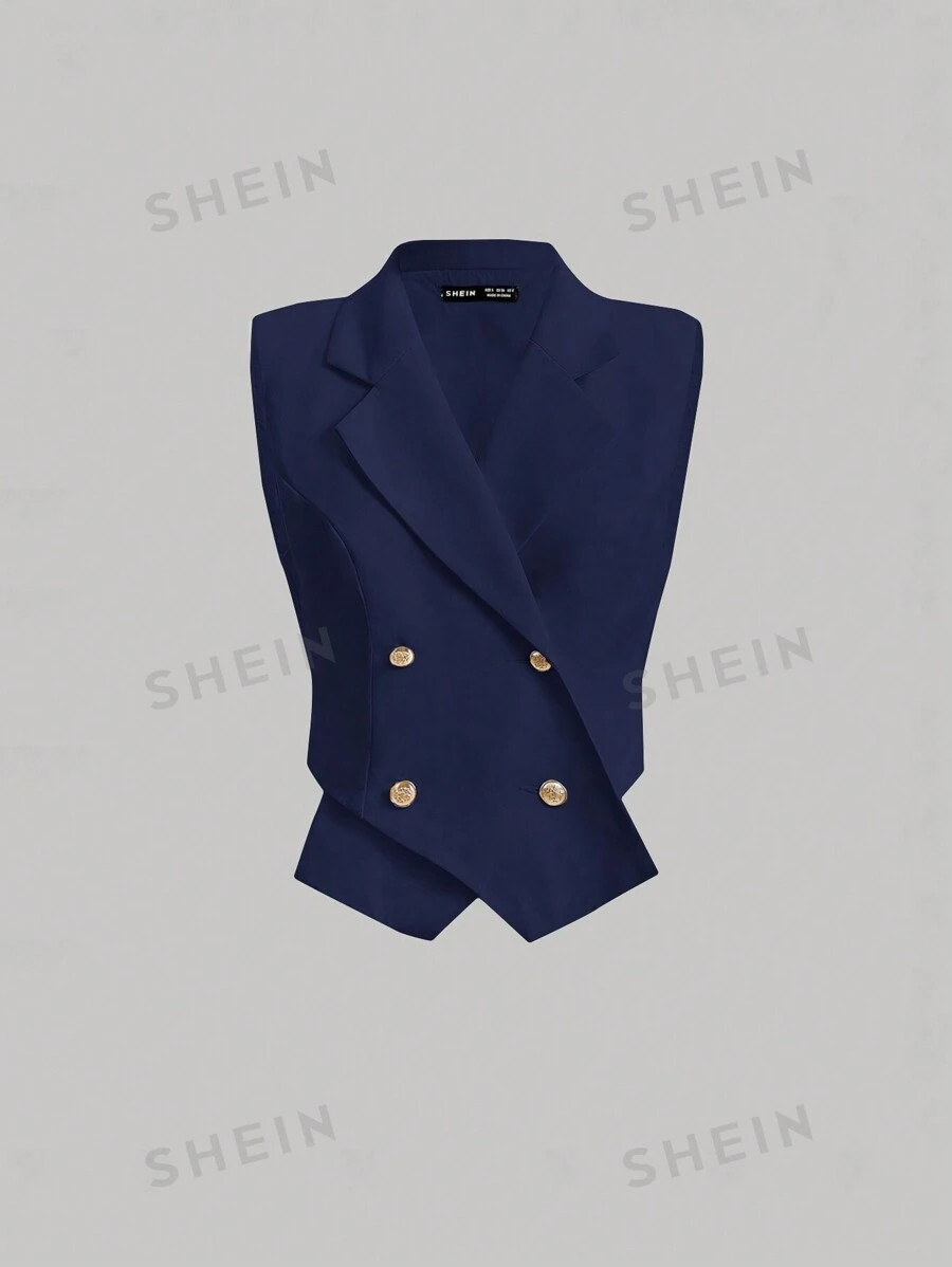 SHEIN MOD Concert Date Night Tops Women's Lapel Double Breasted Vest Suit Jacket Back To School O... | SHEIN