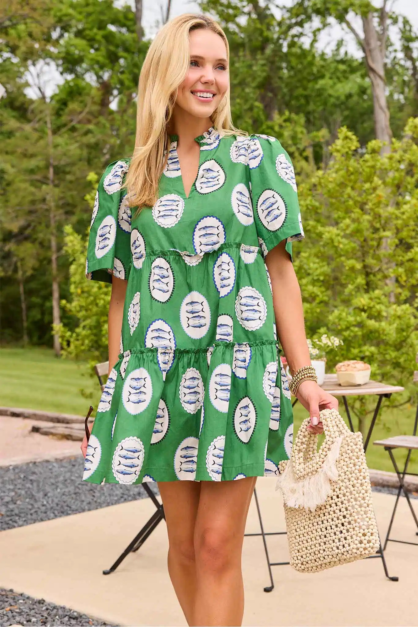 Evan Green Printed Short Dress | Avara