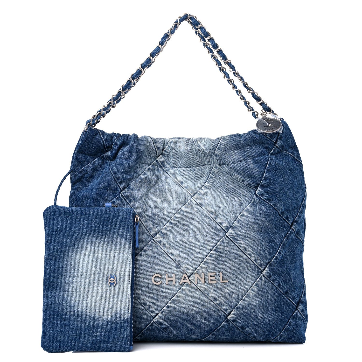 Denim Quilted Chanel 22 Blue | FASHIONPHILE (US)