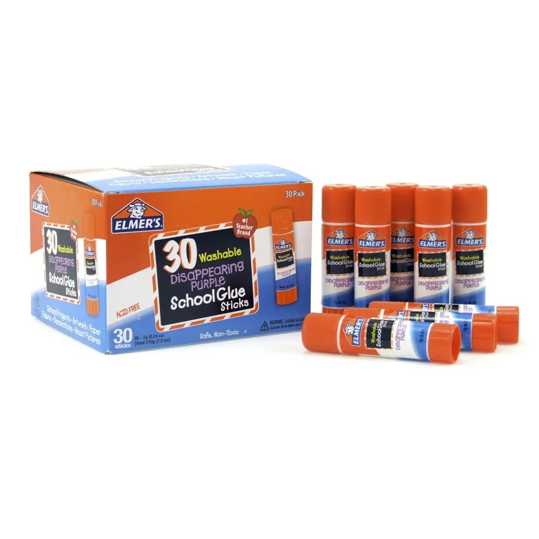 Elmer's Disappearing Purple School Glue Sticks, Washable, 7 Gram, 30 Count | Walmart (US)
