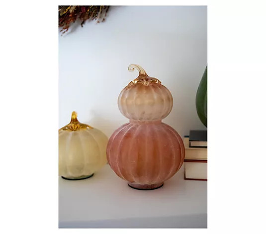 10.5" Frosted Glass Pumpkin Stack by Lauren McBride - QVC.com | QVC