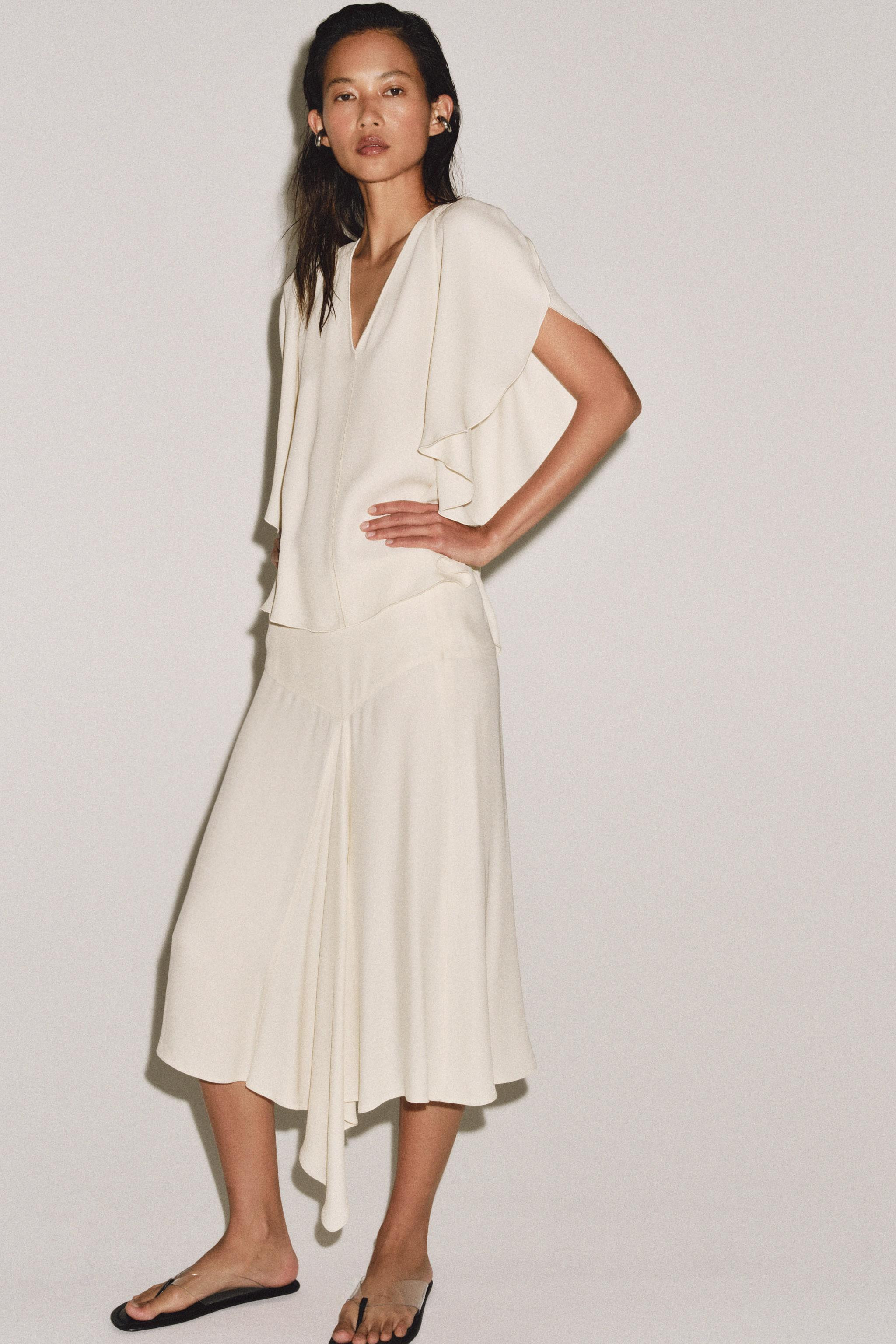 ZW COLLECTION FLOWING MIDI SKIRT | Zara UK