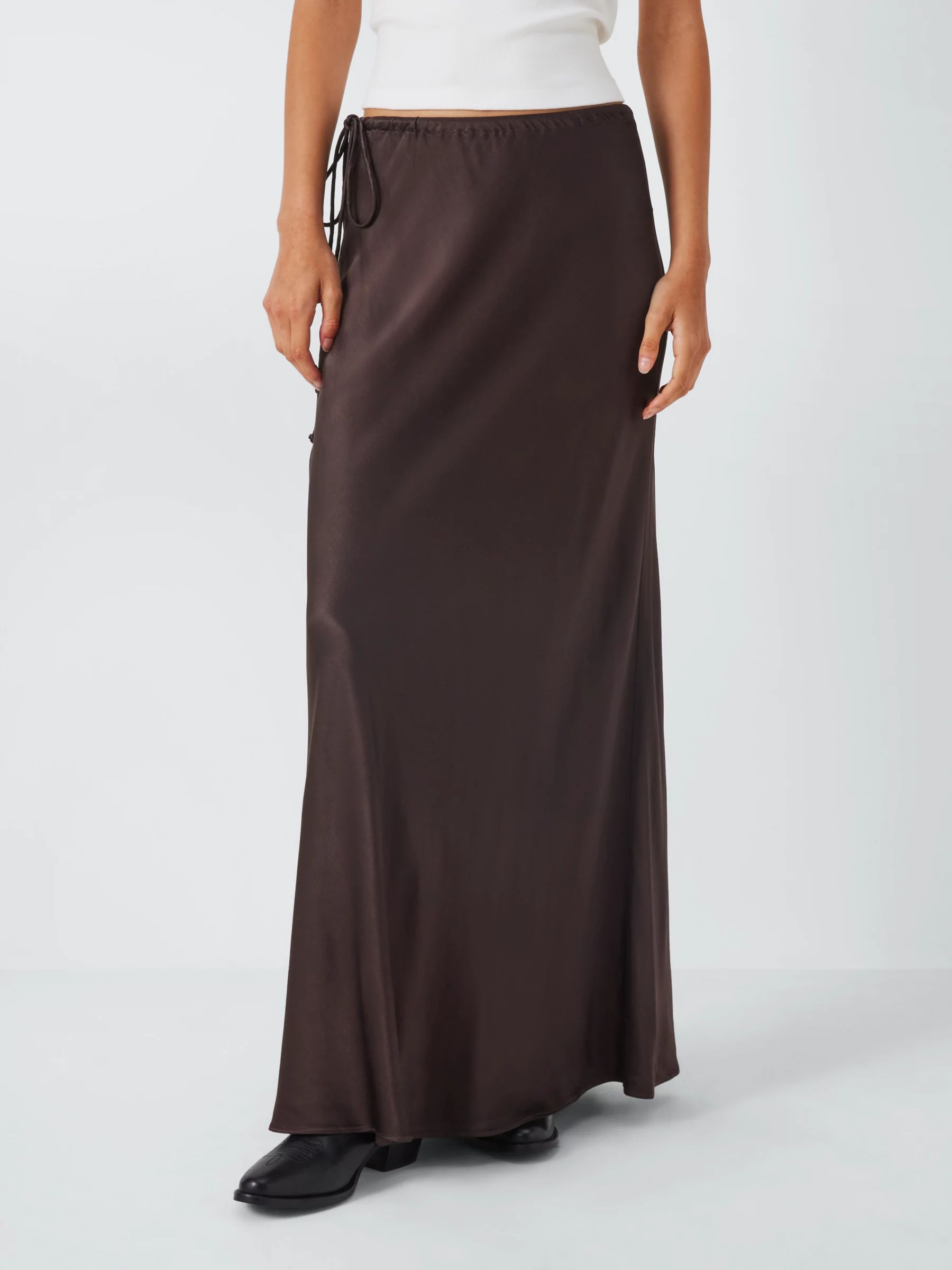 AND/ORSavana Satin Skirt, Chocolate Brown | John Lewis (UK)