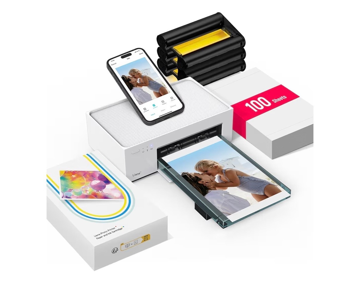 Printing photos from a phone is a simple way to keep moments close. This setup fits well into a quick personal touch routine. LTKselfcare

Liene M100 4x6'' Photo Printer, Phone Printer 100 Sheets & 3 Cartridges, Full-Color Photo, Portable Instant Photo Printer for iPhone Android, Thermal Dye Sublimation, Wi-Fi Picture Printer 100 Papers