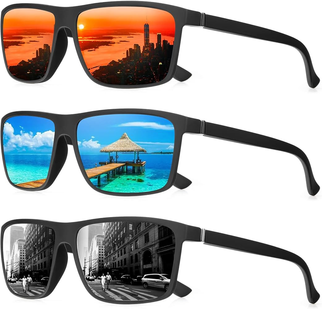 Polarized Sunglasses for Men Rectangular Frame Men's Polarized Sunglasses Sports Sunglasses with ... | Amazon (US)
