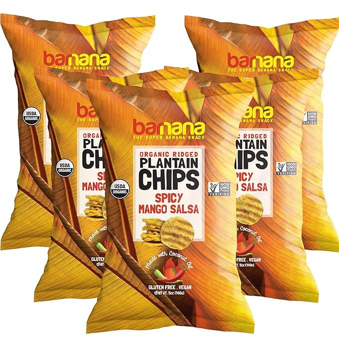 Barnana Organic Plantain Chips - Spicy Mango Salsa - 5 Ounce, 5 Pack - Salty, Crunchy, Thick Slic... | Amazon (US)
