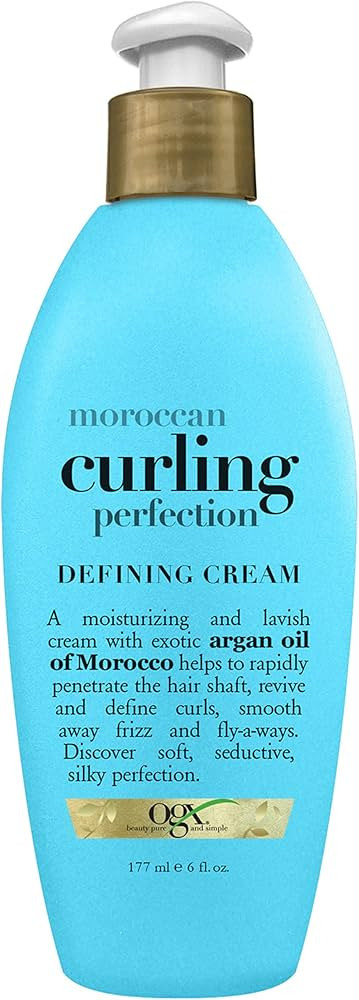 OGX Argan Oil of Morocco Curling Perfection Curl-Defining Cream, Hair-Smoothing Anti-Frizz Cream ... | Amazon (US)