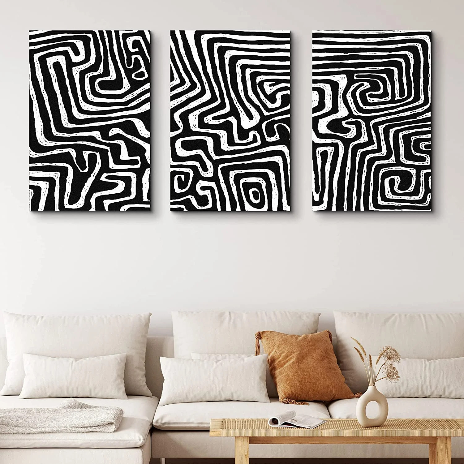 PixonSign Canvas Print Wall Art Set Maze Inspired Line Pattern Geometric Shapes Illustrations Mod... | Walmart (US)