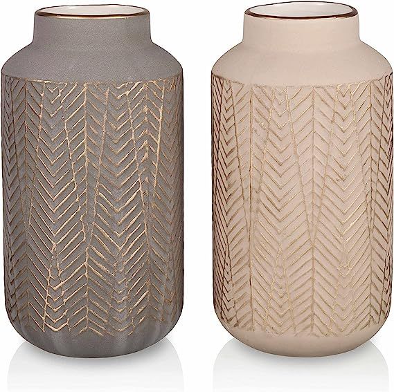 TERESA'S COLLECTIONS Modern Ceramic Vase for Home Decor, Boho Vases for Pampas Grass, Fireplace M... | Amazon (US)