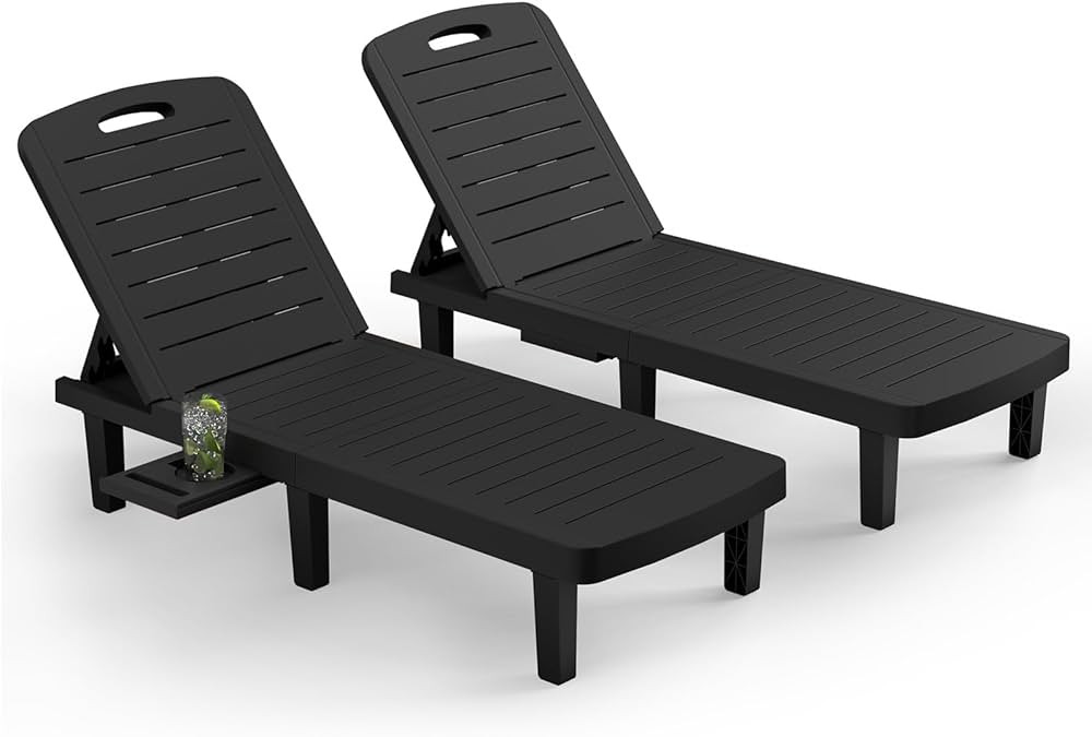 Oversized Outdoor Chaise Lounge Chairs Set of 2，Patio Lounge Chair with Adjustable Backrest, Po... | Amazon (US)