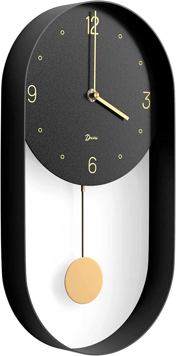 Driini Modern Pendulum Wall Clock - Decorative and Unique Metal Frame, with 8 Inch Face - Contemp... | Amazon (US)