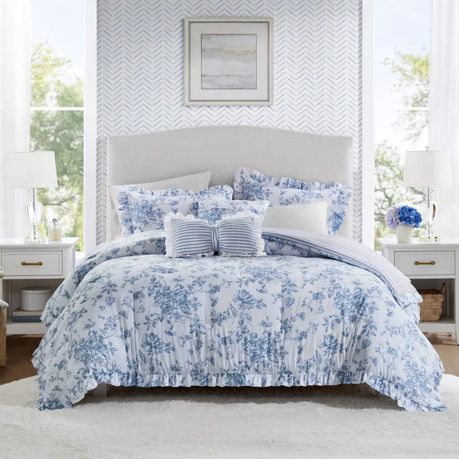 Madison Park Essentials Colette Comforter Set with Coordinating Throw Pillows, Blue | Kohl's
