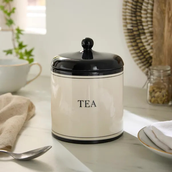 Monochrome Tea Canister | Dunelm