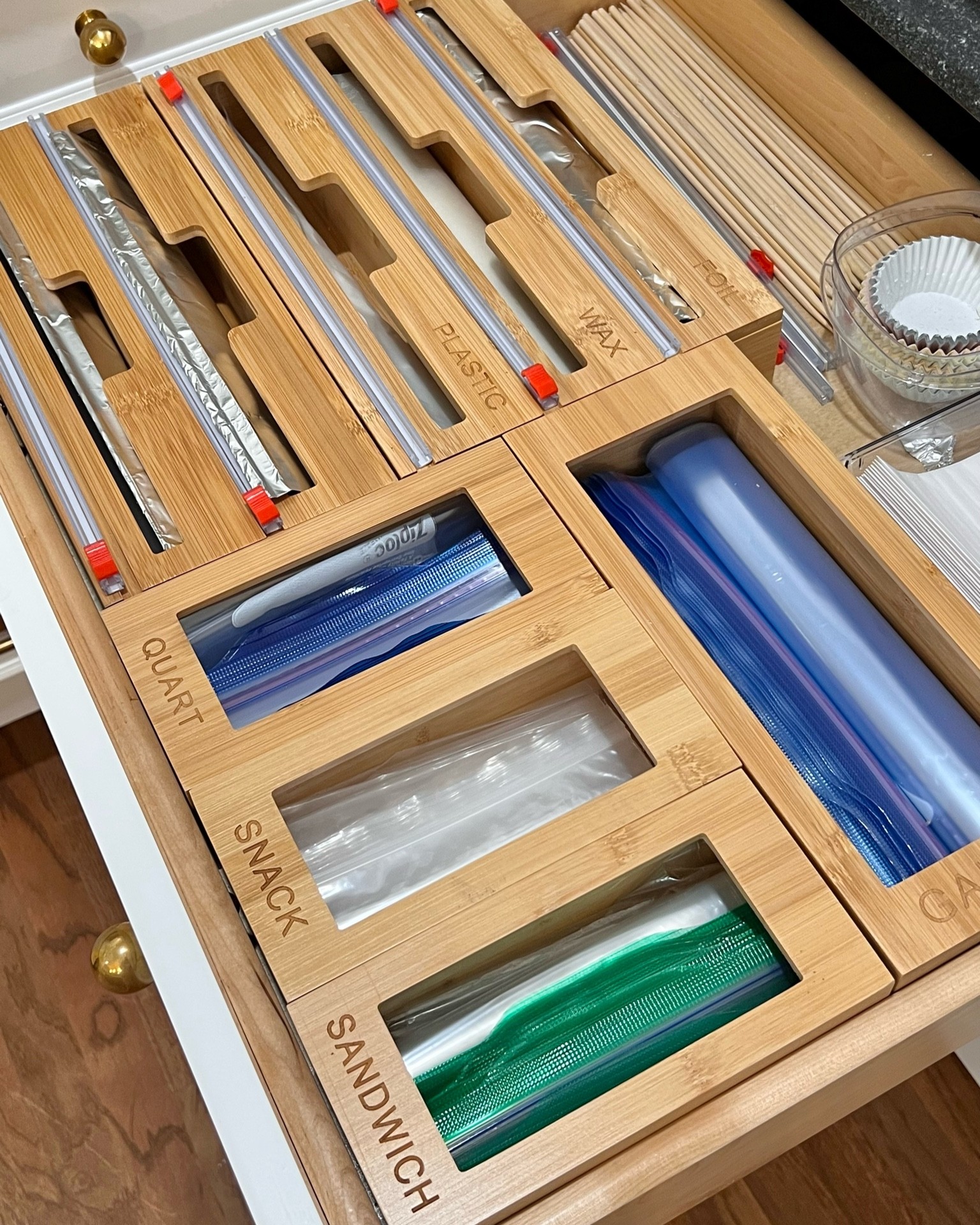 Kitchen drawer organization | ziplock bags, foil, parchment paper, plastic wrap etc!

#LTKunder50 #LTKunder100 #LTKhome