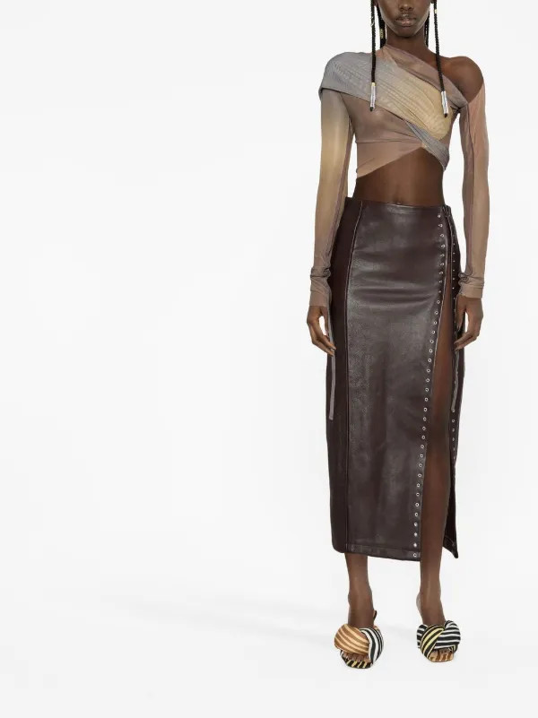 side-slit leather skirt | Farfetch Global