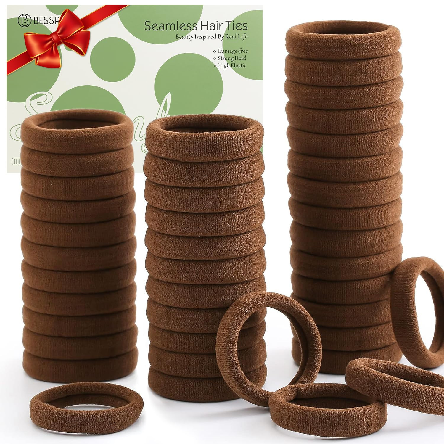 Bessrung 100 Pcs Thick Seamless Hair Ties, Ponytail Holders Hair Accessories for Women Girls No D... | Amazon (US)