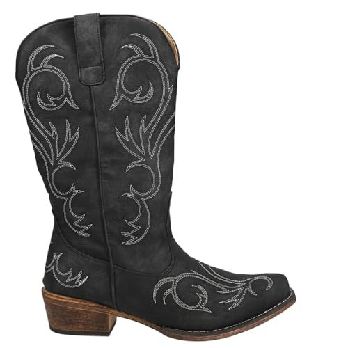 ROPER Riley Black Faux Leather/All Over Embroidery 6 M | Amazon (US)