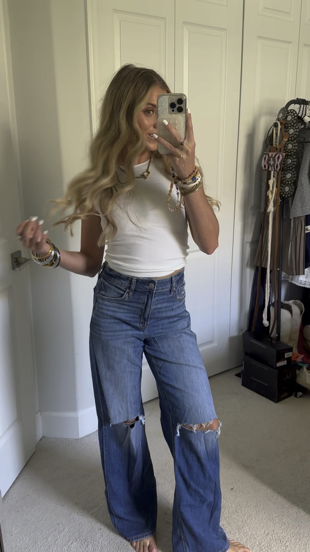 The Puddle Jean trend is all over my FYP and wide leg baggy fit denim are here to stay for Fall 2024! I wear the size 0 regular in all of American Eagle. The ones I ordered: AE Dreamy Drape Stretch Super High-Waisted Baggy Wide-Leg Ripped Jean in deep sea blue; AE Dreamy Drape Stretch Baggy Ultra Wide-Leg Super High-Waisted Ripped Jean in light destroy wash; AE Strigid Super High-Waisted Ultra Wide-Leg Jean
in tinted medium; AE Strigid Low-Rise Baggy Flare Ripped Jean in shattered breeze. All worn with the AE Hey Baby Ribbed T-Shirt
in white. #AEpartner #AEjeans @americaneagle American Eagle. American Eagle outfitters. Fall fashion. Winter fashion. Denim. Jeans. Wide leg baggy jeans. Loungewear.  #outfit #ootd #outfitoftheday #outfitofthenight #outfitvideo #coldweatheroutfits #nightoutoutfit #whatiwore #style #outfitinspo #outfitideas

#LTKVideo #LTKSaleAlert #LTKFindsUnder50