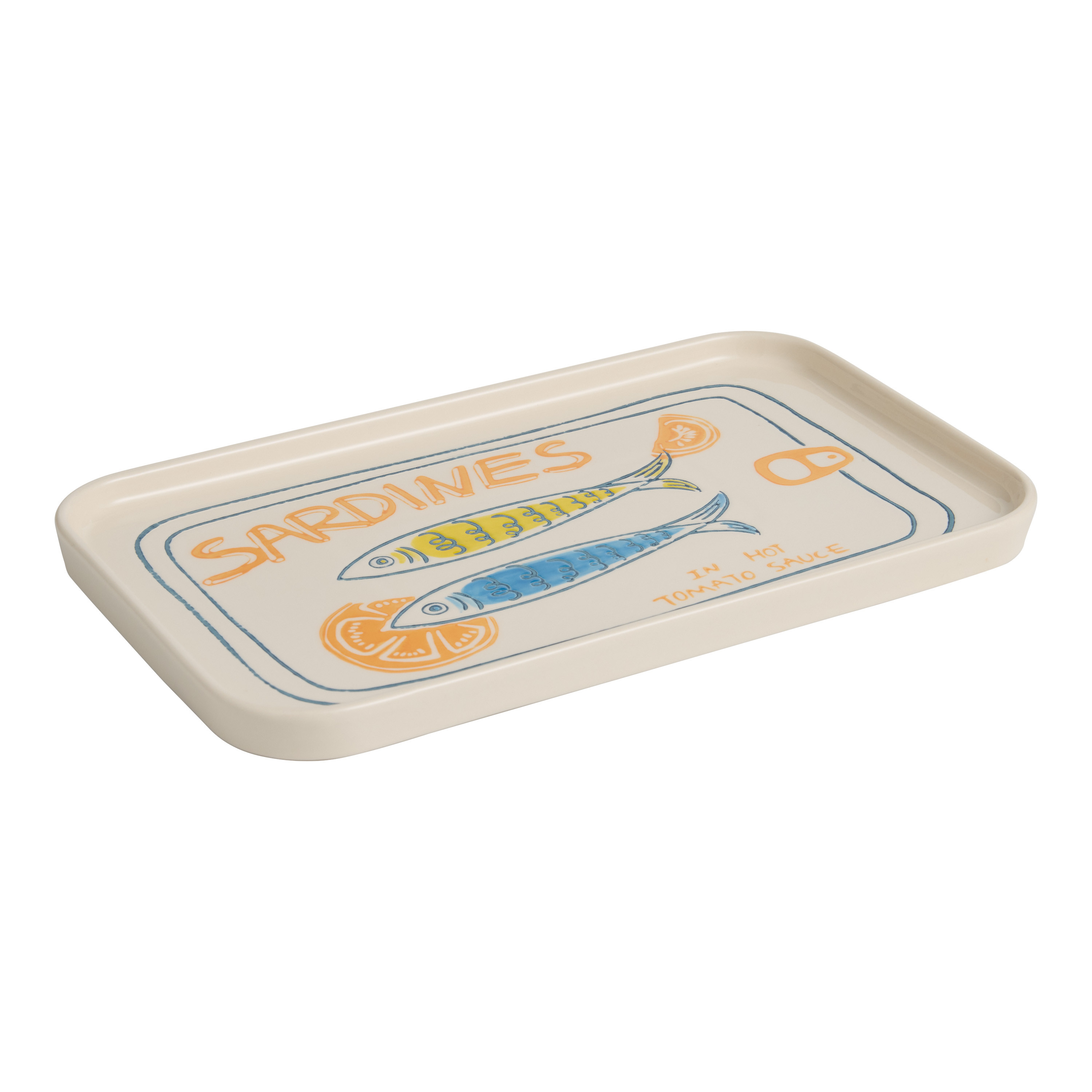 Blue and Ivory Wax Resist Sardines Serving Platter | World Market