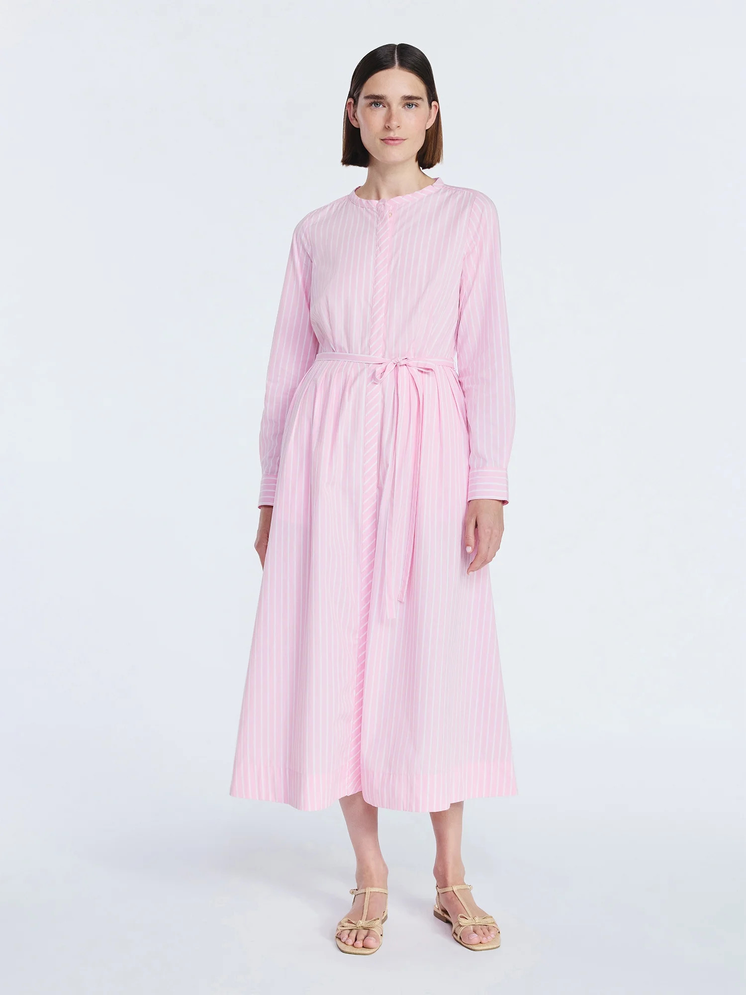 Free Assembly Women's and Women's Plus Pleated Cotton Midi Shirtdress with Long Sleeves, Sizes XS... | Walmart (US)